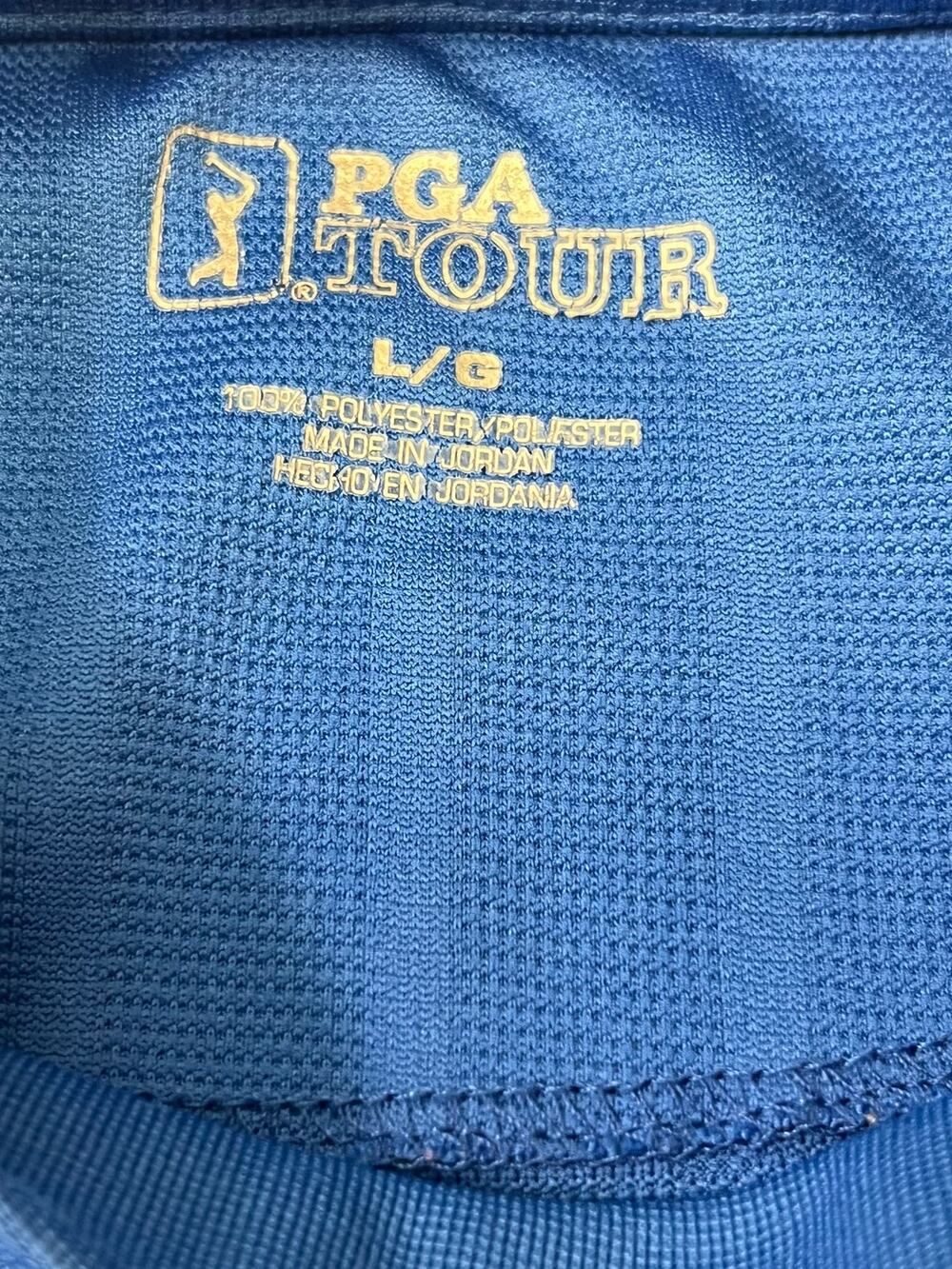 PGA Tour Men’s Large Royal Blue Mock Neck Golf Shirt Textured Performance Y2K